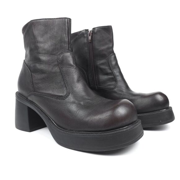 American Eagle Outfitters Shoes - AMERICAN EAGLE 90s Vintage Leather Platform Ankle Boots Chunky Heel Y2k Grunge